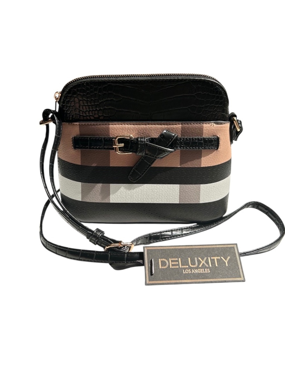 NWT Deluxity Los Angeles Buckle Bow Front Crossbody Bag